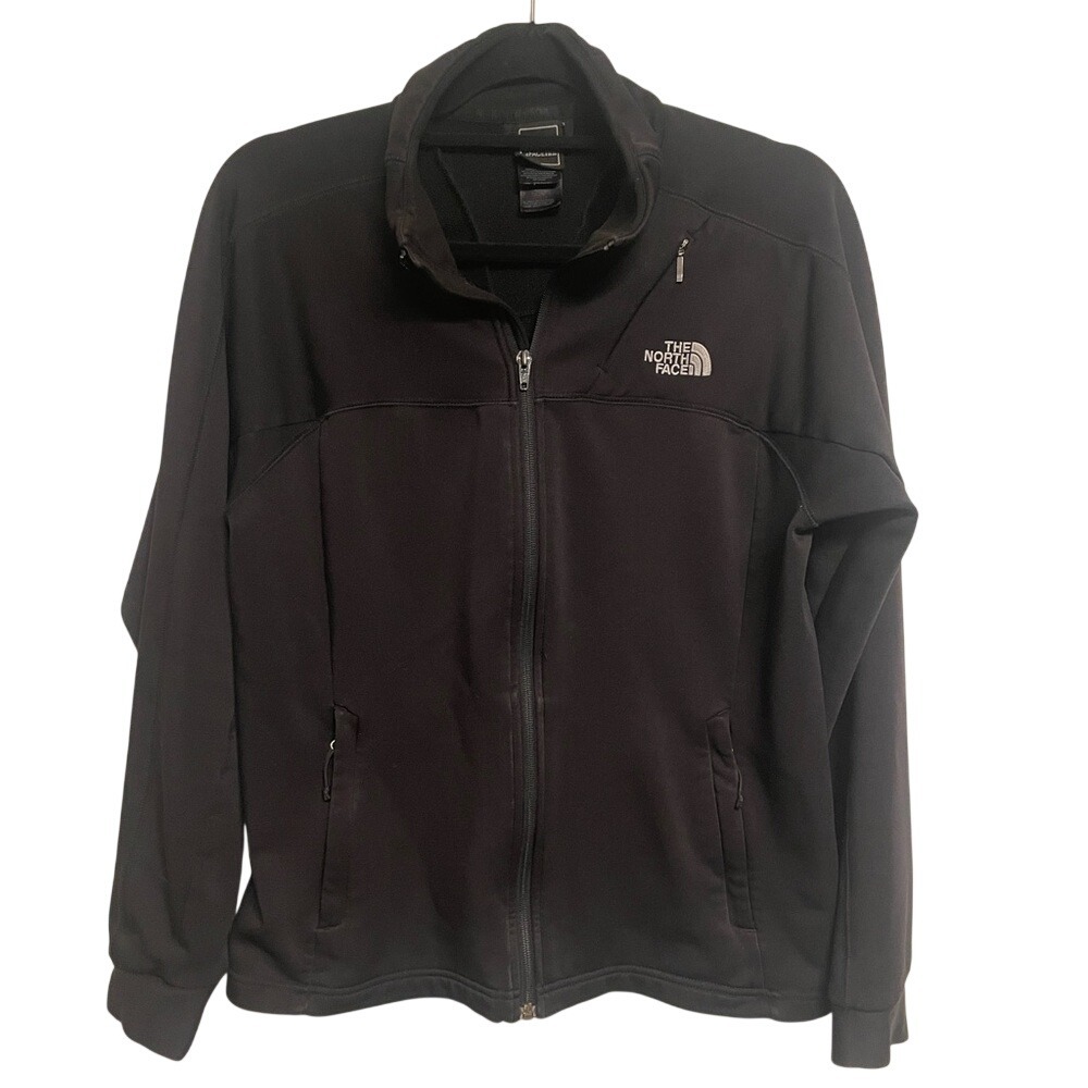 The North Face Mens Black Full Zip Fleece Lined Jacket Large Softshell Layer